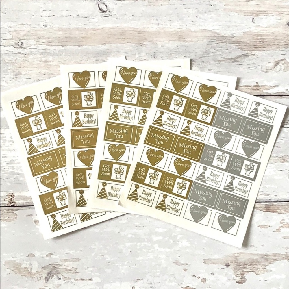 Hallmark Card Letter Envelope Seal Stickers Gold Silver 4 Sheets NEW